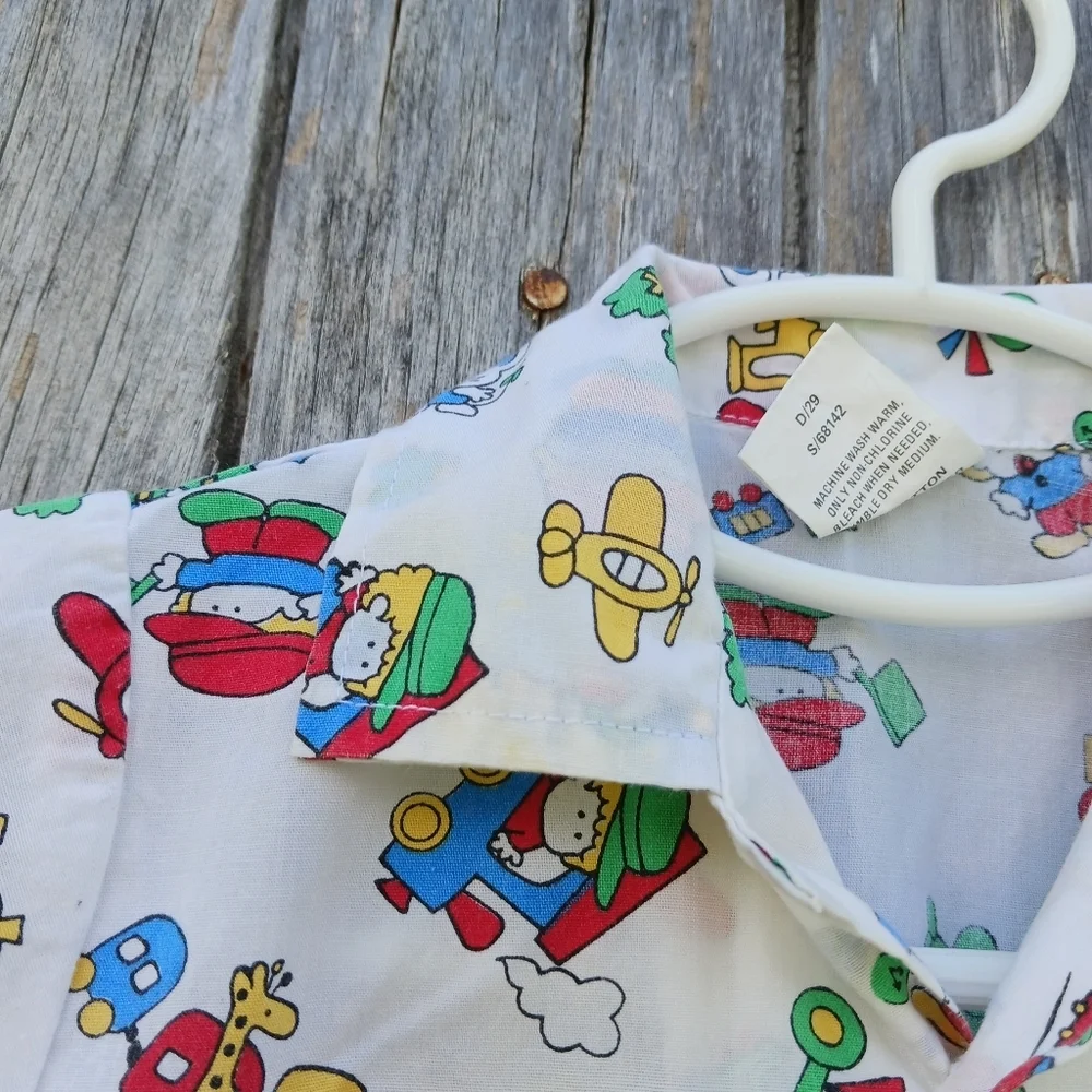 Vintage‎ Pajama Set By Sears Baby Infant Boys All Cotton 14- 19 Lbs Trains